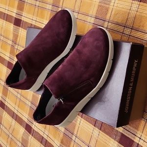 Johnston &Murphy slip on sneakers with zipper, suede, burgundy Nwt